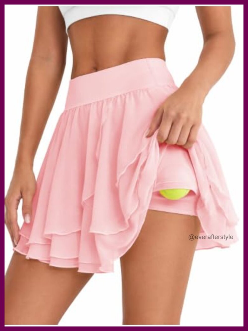 Tennis Skort with Ruffles Tulle Athletic Golf Skirt Built-in Shorts